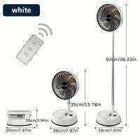 Ventilador de pie portátil recargable por USB con mando a distancia - cabezal oscilante automático, aleación de metal, 5 W, uso en interiores/exteriores, batería de 6000 mAh, apto para el hogar, la oficina o actividades al aire libre - details 1