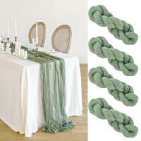 Corredor De Mesa De Lino Verde 90x400cm Para Boda Fiesta Reunión Navidad Decoración Rústica Bohemia Tela De Queso - details 1