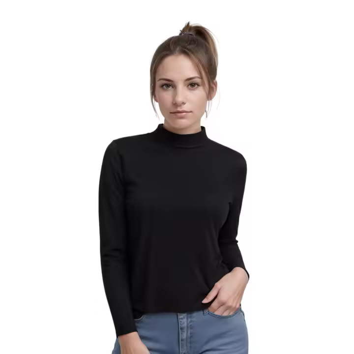 WAI 2 MARKET - Camiseta Interior Térmica para Mujer, Manga Larga, Cuello Alto, Ropa Interior de Invierno, 96% Poliéster 4% Elastano, Cálida y Suave, Colores Básicos (Blanco, Negro, Rojo, Beige), Confort y Estilo para Climas Fríos - 1
