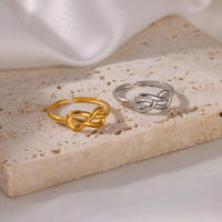 Anillo Ajustable De Acero Inoxidable Con Símbolo Infinito Para Mujer Color Oro Resistente Al Agua Joyería De Boda Regalo Clásico Irregular - details 3