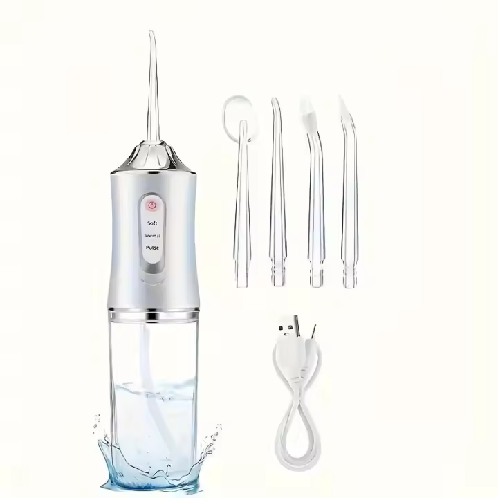 Irrigadores De Agua Eléctricos Para Dientes, Irrigador Oral Blanqueador Dental With 4 Boquillas De Chorro, Kit De Cuchillo De Dientes Blanqueador Impermeable Para Use En Casa Y Viajes - 1