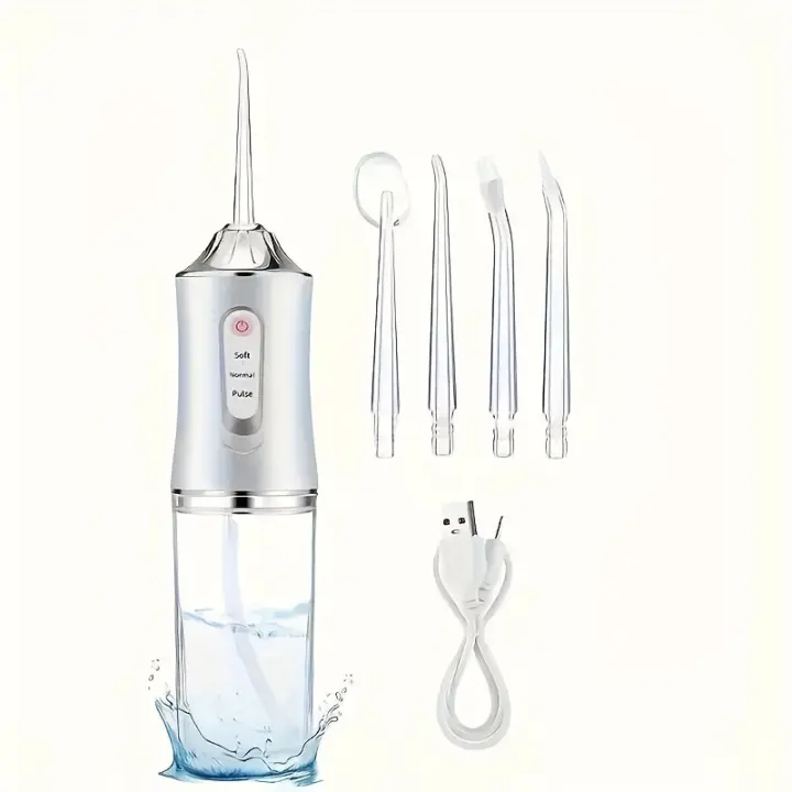 Irrigadores De Agua Eléctricos Para Dientes, Irrigador Oral Blanqueador Dental Con 4 Boquillas De Chorro, Kit De Cepillo De Dientes Blanqueador Impermeable Para Uso En Casa Y Viajes - 1
