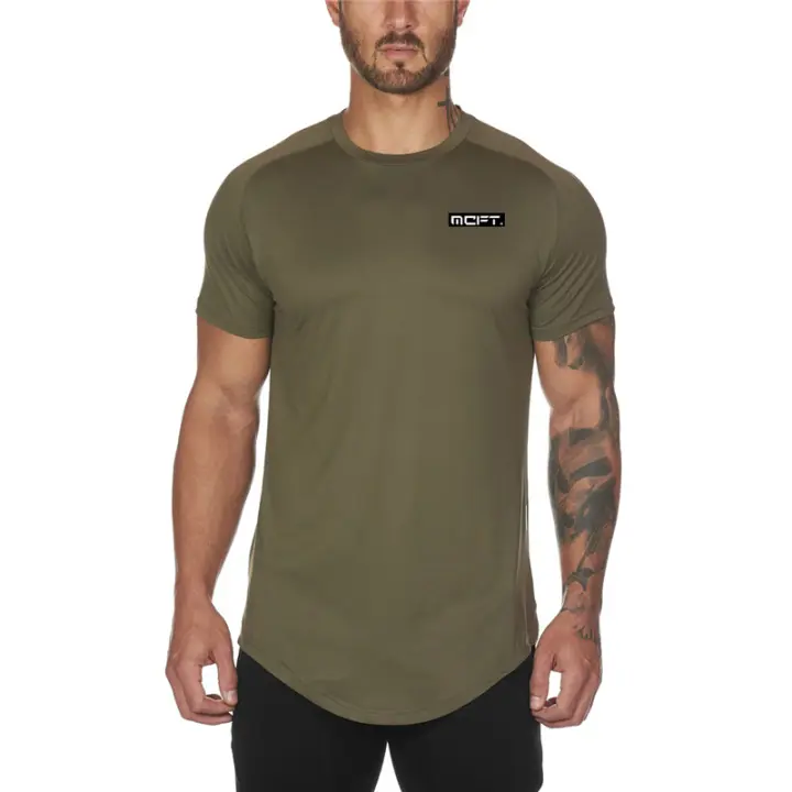Gym Fitness Workout Tops Summer Short-Sleeved Breathable Quick-Dry Shirt Training Bodybuilding Men Casual Sport Muscle T-Shirts - 1
