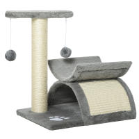 PawHut Árbol Rascador para Gatos Pequeños 43 cm Torre para Gatos con Poste Giratorio con Bolas de Juego Plataforma y Caseta 40x30x43 cm - details 0