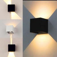 luces LED de pared, lámparas de pared para interior y exterior, ángulo de haz ajustable, luz cálida de 6 W, color negro - details 3