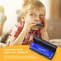 Harmonica Portátil Con 10 Agujeros Y 20 Tonos Mini Harmonica Instrumento Musical Educativo Para Niños Y Adultos Regalo Fácil De Aprender - details 4
