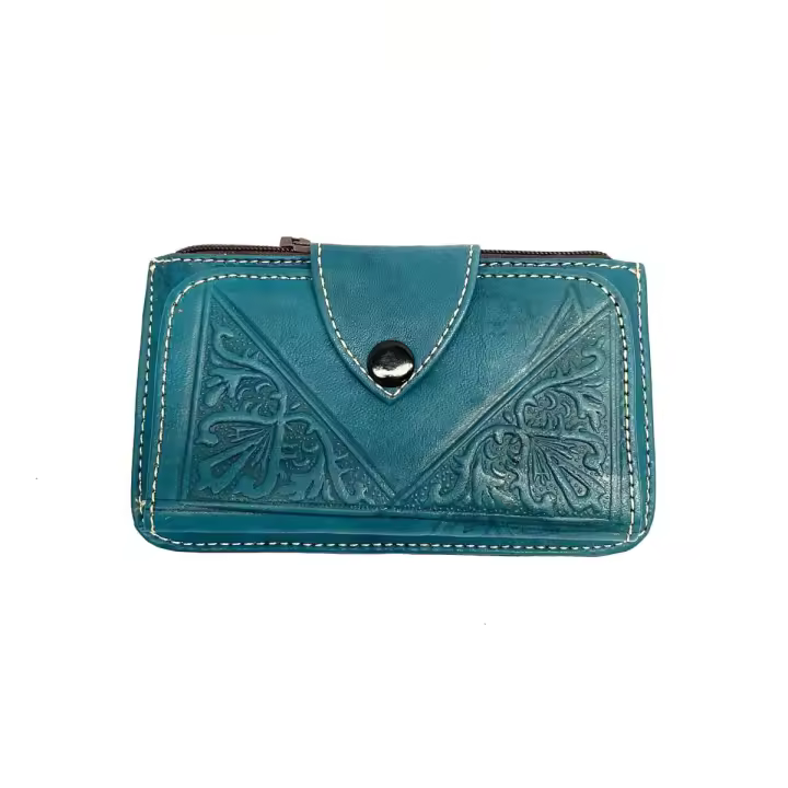 Cartera marroquí de piel Tabihe - marroquinería 100% artesanía - 4 Colores - 1