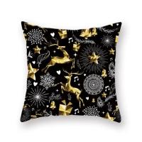Funda De Cojín Cuadrada De Poliéster Para Navidad Con Patrón De Santa Claus Decoración Para Sofa Y Sala De Estar - details 3