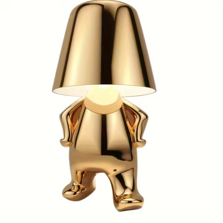 Lámpara de consola táctil Lámpara de mesita de noche Estatua decorativa dorada del pensador Lámpara de mesa LED Lige - 1