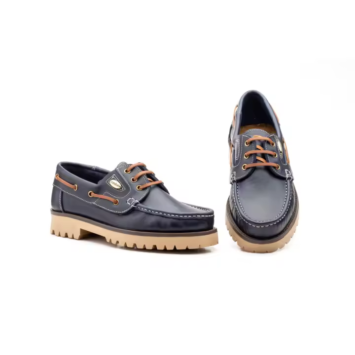 Elegance 802 Zapatos Marino Hombre Piel Cordones Náuticos Clásicos - 1