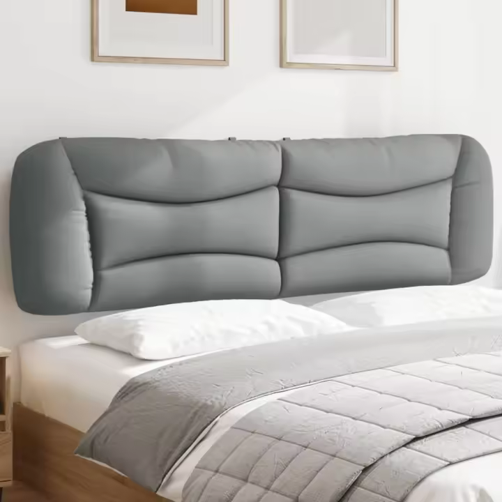 Cabecero de cama acolchado tela gris claro 180 cm - 1