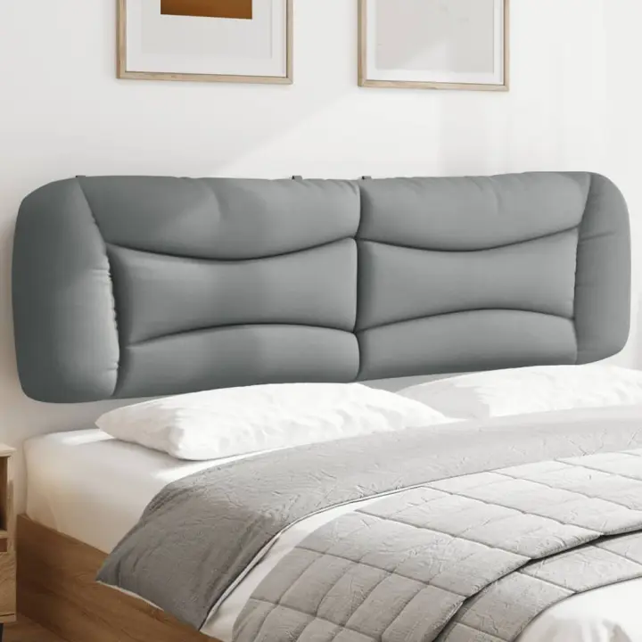 Cabecero de cama acolchado tela gris claro 180 cm - 1