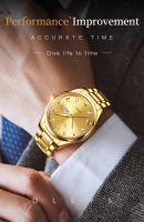 Reloj De Pulsera De Lujo Para Hombre OLEVS 5563 Acero Inoxidable Dorado Resistente Al Agua Calendario Doble Luminoso Estilo Formal - details 0
