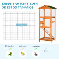 PawHut Jaula para Pájaros Grande 68x63x165 cm Pajarera de Madera de Abeto con 2 Puertas Bandeja Extraíble y Techo Asfáltico Madera - details 5
