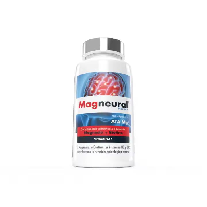 Magneural 90 cápsulas Margan Biotech. ATA Mg®  VITAMINA B1  VITAMINA B2  VITAMINA B3  VITAMINA B6  VITAMINA B9  D-BIOTINA  VITAMINA B12 - 1