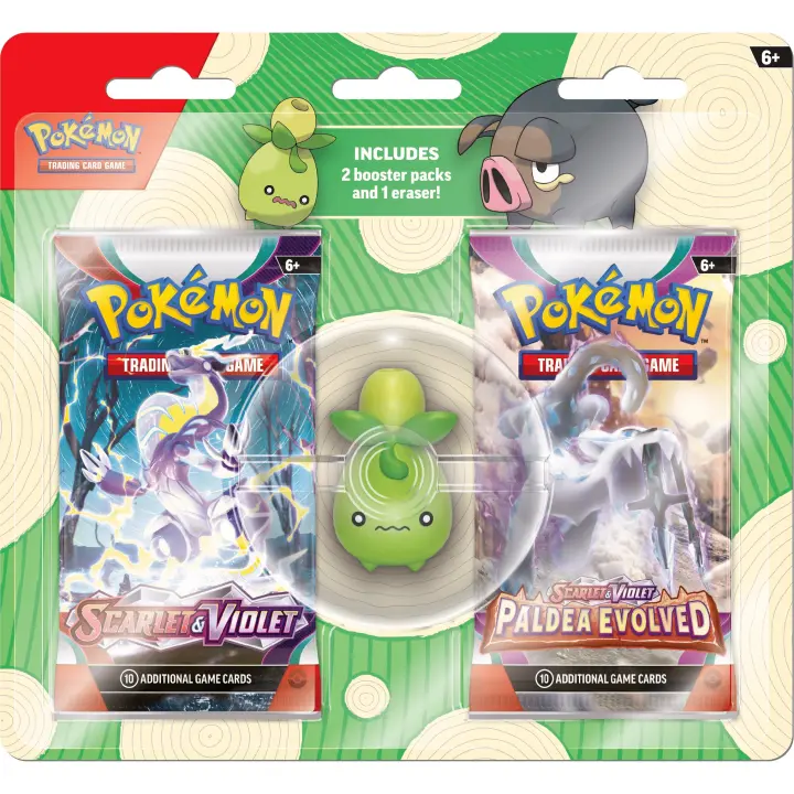 Pack de 2 sobres de cartas Pokémon Back to School + figura de goma de borrar Smoliv (inglés) Raíz MERCHAN-STORE Juego de cartas coleccionables TCG - 1