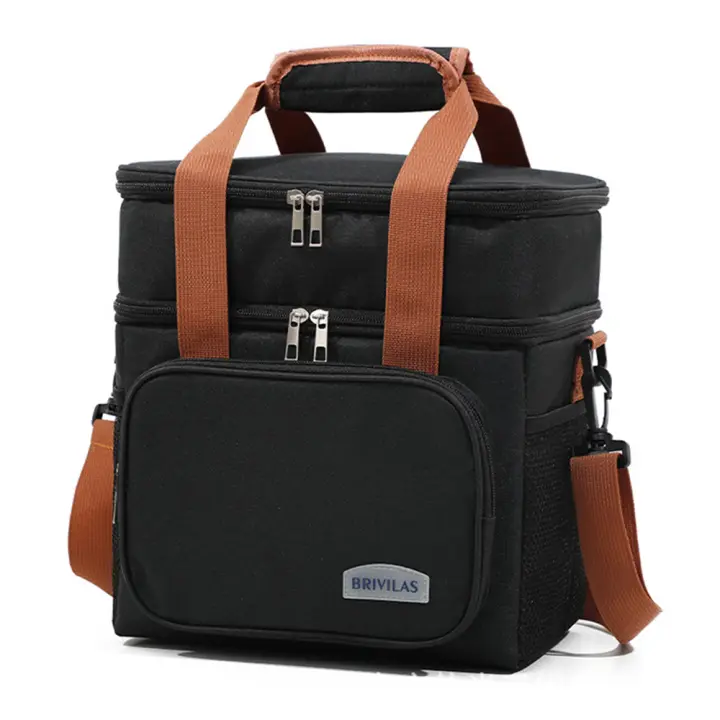 Bolsa De Almuerzo Aislada Doble Capa De Gran Capacidad Para Picnics Actividades Al Aire Libre Y Almacenamiento Diario Organizador Tote De Refrigero - 1