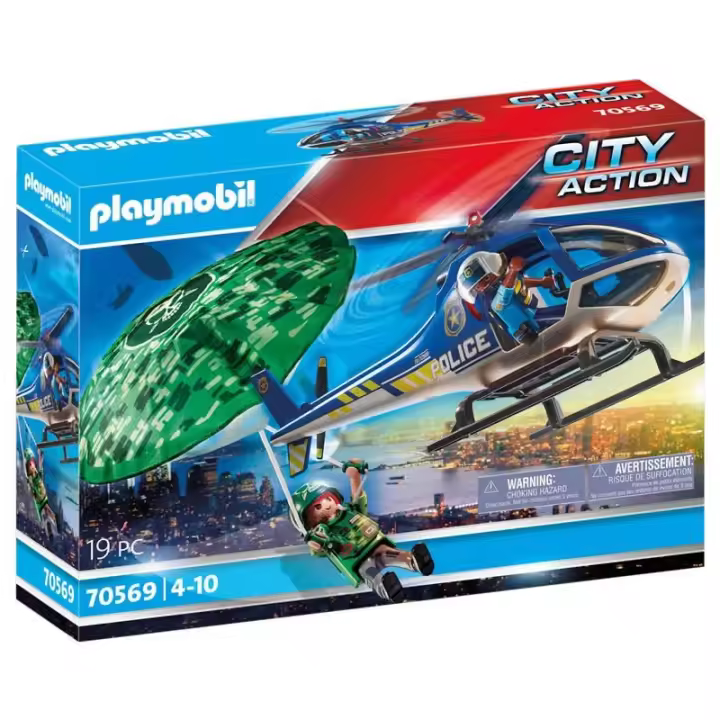 Playmobil 70569 Helicóptero de Policía: persecución en paracaídas City Action 21P70569 - 1