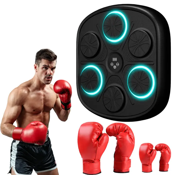 Nueva máquina de entrenamiento de boxeo con música inteligente, entrenador físico de boxeo, objetivo electrónico de pared, bolsa de arena colgante para chico y adulto, 2 pares de guantes - 1