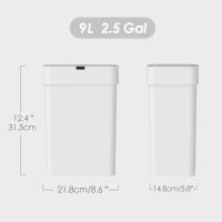 Bote de basura con sensor de movimiento para baño, con tapa, de 2,5 galones, pequeño, sin contacto, 9,5 litros, inteligente, para dormitorio, sala de estar, inodoro (blanco) - details 1