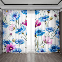 2PC Cortinas Para Decoración De Hogar Con Funda Floral Y Bolsillo Para Cepillo Para Cocina Café Sala De Estar Balcón Jardín Modernas De Poliéster - details 2