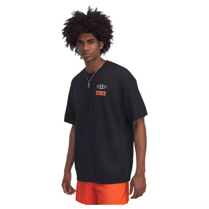 Camiseta de Manga Corta Under Armour Hwt Hoops Mix Tape para hombre en color negro - 1