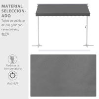 Outsunny Toldo de Pie Independiente 300x295x260 cm con Manivela Doble Cara Ángulo Ajustable Portátil Protección Solar para Jardín Terraza Patio Gris - details 5