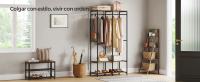 SONGMICS Armario de Ropa Portátil, Armario Plegable, Perchero, Organizador Armario, con Barras de Colgar, Estantes de Almacenamiento, Ganchos Extraíbles, 40 x 94,5 x 180 cm/40 x 141 x 180 cm, Marrón Rústico - details 0