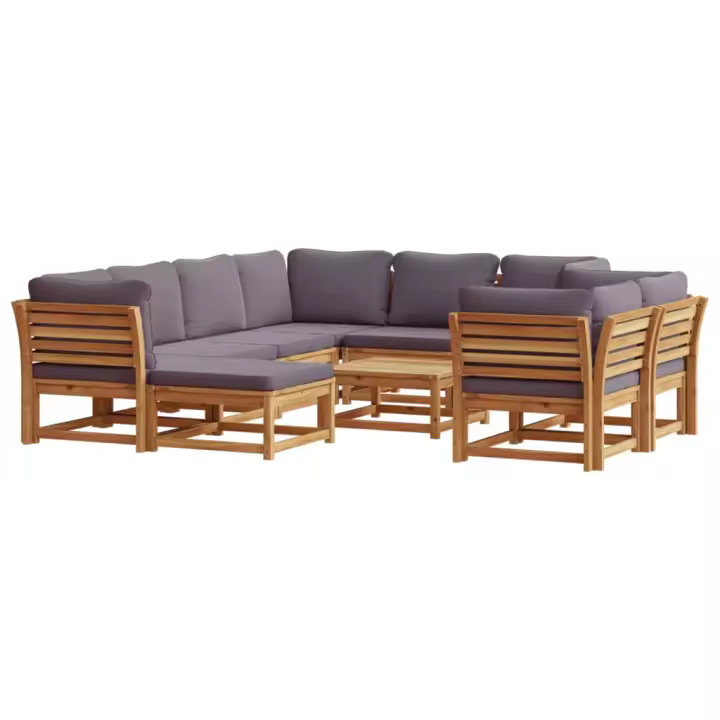 Juego muebles Jardín 10 pzas con los muebles de madera maciza Acacia - 1
