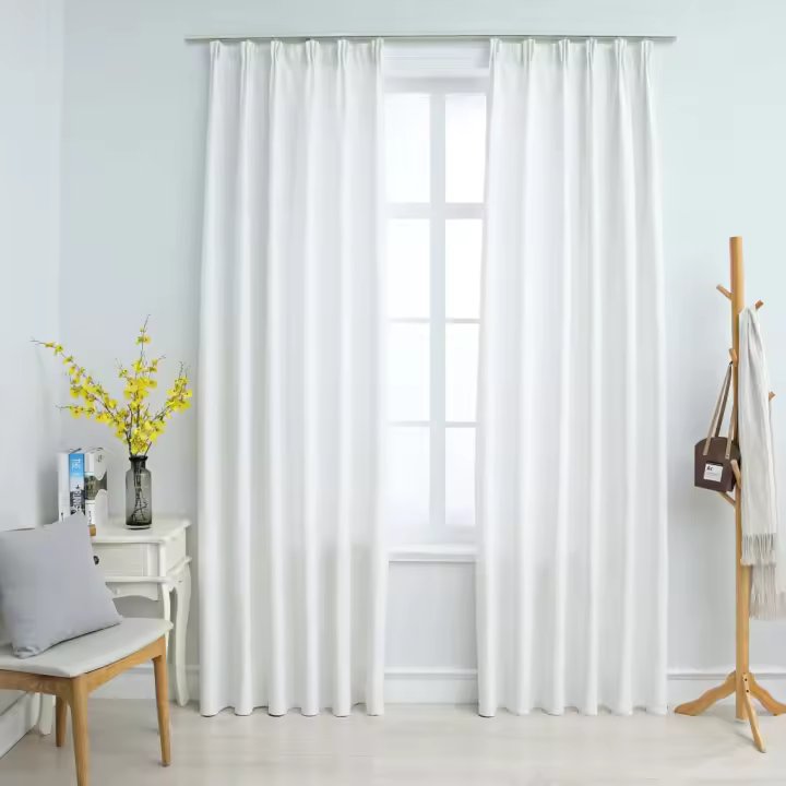 vidaXL Cortinas opacas con ganchos 2 piezas blanco crudo 140x225 cm - 1