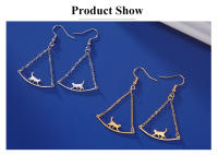 Pendientes Colgantes De Gato Caminante Dorado Cazador Para Mujer Joyería De Acero Inoxidable Regalo Kitten Drop Earrings - details 5