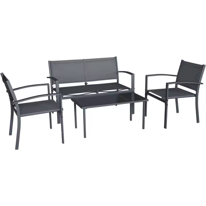 Habitat y Jardin - Conjunto de muebles de jardín de metal "Lino II" - 4 plazas - Negro - 1