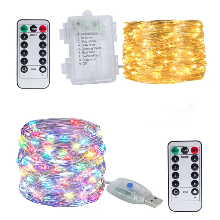 Luces De Hilo De Cobre LED Para Camping Jardín Fiesta Boda Navidad Decoración Potenciador De Batería USB Multicolor - 1