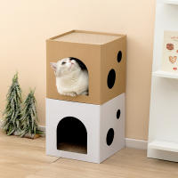 Juguete Para Gatos Caja De Cartón DIY Doble Con Plataforma De Rascado Y Cama Protege Muebles Juguete De Masticar Para Gatos - details 2
