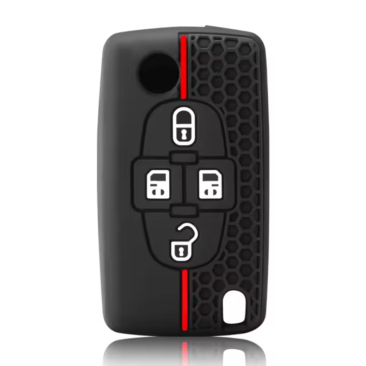 Funda De Llave De Coche En Silicona Para Peugeot 1007 807 Citroen C8 4 Botones Plegable Flid Accesorio De Automóvil - 1