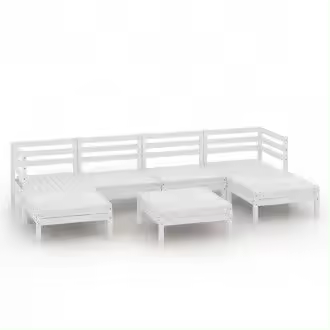 VIDAXL 3083340 conjunto de jardín de sofá modular de 6 plazas más mesa de centro de madera de pino blanca vida xl - 1