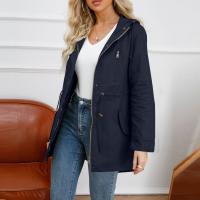 Abrigo De Trench De Algodón Para Mujer plus Talla Con Capucha Estilo Casual Cierre De Cremallera Manga Larga Color Sólido Para Otoño E Invierno - details 30