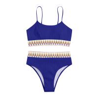 Bikini De Verano Para Mujer Estilo Playa Moda Elegante Con Cintura Alta Y Efecto Delgado Dos Piezas Color Bloqueado Conjunto De Baño Con Suspensión - details 36