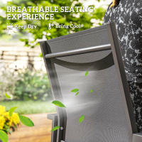 Outsunny Juego de 2 Sillas de Jardín Exterior Sillas Terraza Exterior Apilables Sillones de Comedor con Tela Transpirable Marco de Acero Reposabrazos y Respaldo 56x58x89 cm Gris Claro - details 5