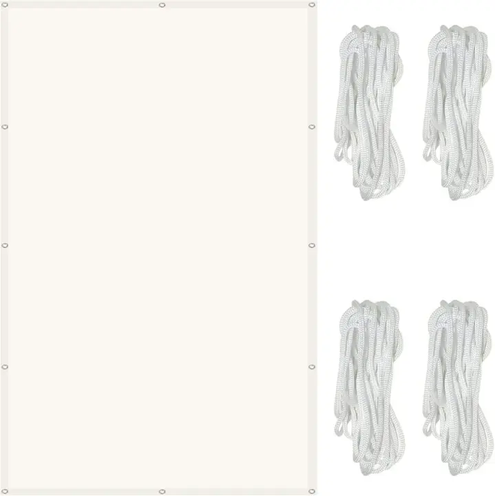 Vela de Sombra Rectangular Impermeable 2x3 m Vela de Sombra de Lona con Protección Contra Rayos UV 98%, con Cuerdas de 1,5 m para Exterior, Jardín y Terraza, Beige SSITO - 1