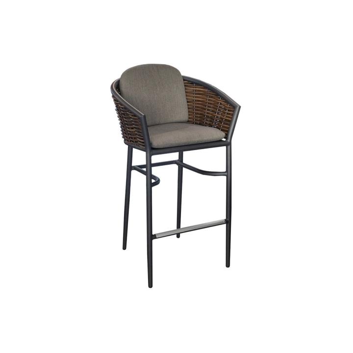 SINED Poltrona Alta de Grafito en Wicker y Aluminio Modelo Muse Diseno Moderno con Estructura de Piernas Delgadas y Espalda Curvada para Espacios Exteriores