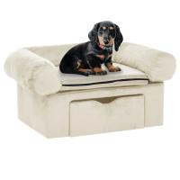 vidaXL Sofá para perros con cajón felpa 75x50x38 cm en color Marrón/Azul/Burdeos y más - details 3