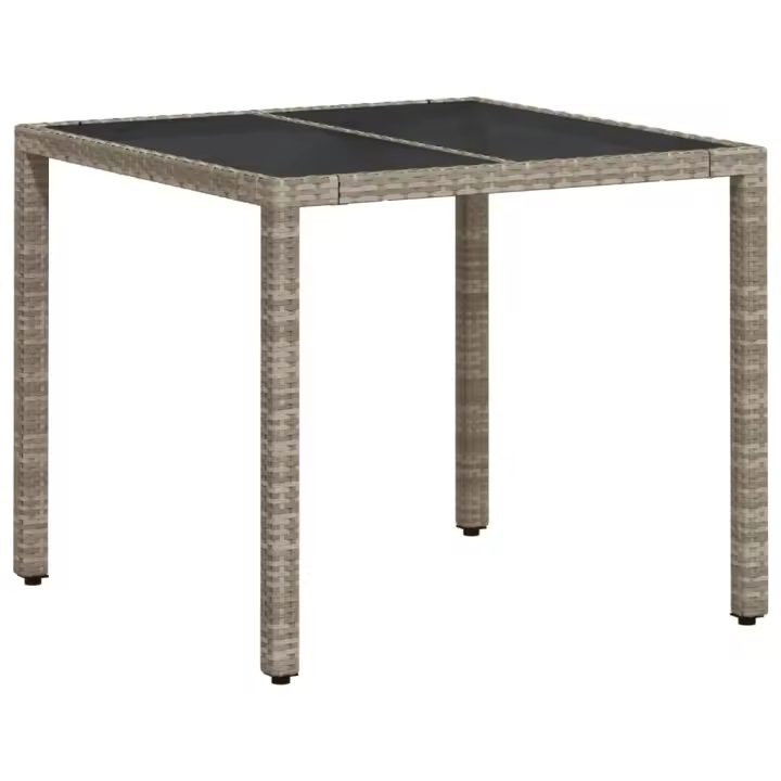 Mesa de Jardín Vidrio paño superficie PE gris Claro 90x90x75cm - 1