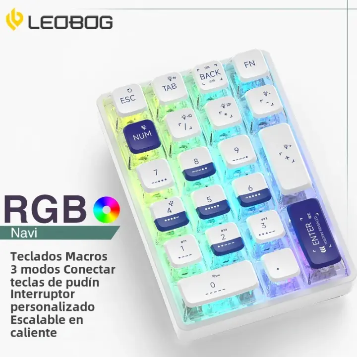 TECLADO MECÁNICO LEOBOG K21 Con 21 Teclas Bluetooth Transparente Teclado Numérico Para Photoshop Contabilidad Juego Mini Keyboard UK - 1