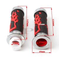Pareja De Manillar De Motocicleta Universal En Forma De Bola De 7/8 Pulgadas 22mm Rubí Rojo Con Diseño De Calavera Y Llama Para Honda Suzuki Yamaha - details 1