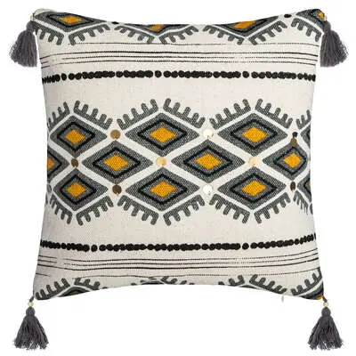 Funda de cojín con borlas Azteque 40 x 40 cm - 1