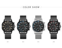 Nuevo reloj para hombre con tres subdiales, aguja azul, calendario, disponible en correa de malla italiana, malla o acero inoxidable, un reloj multifuncional y elegante para el hombre - details 3