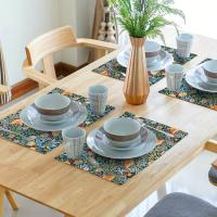 Mantelos De Lino Resistente Al Calor Con Estampado Floral De Pimpernel Y Pájaros Para Comedor Y Fiestas En Rojo Verde Azul - details 2