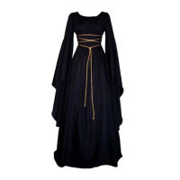 Vestido Medieval Vintage Para Mujer Disfraz De Bruja De Halloween Vestido Gótico De Noche De Fiesta Disfraz De Vampiro Estilo Retro Américano - details 27