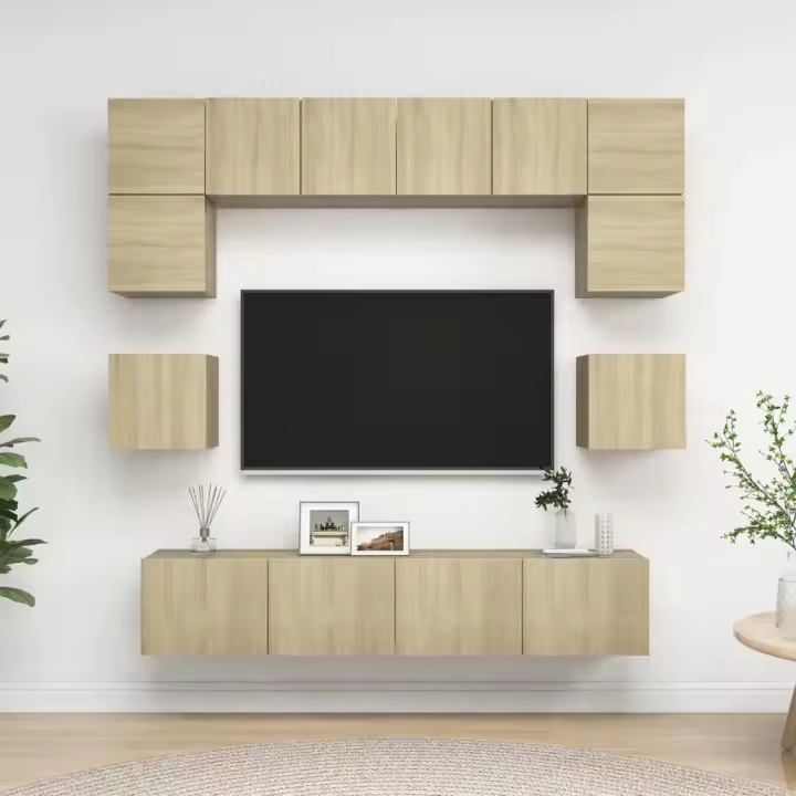 vidaXL Juego de muebles de salón 8 piezas roble Sonoma - 1